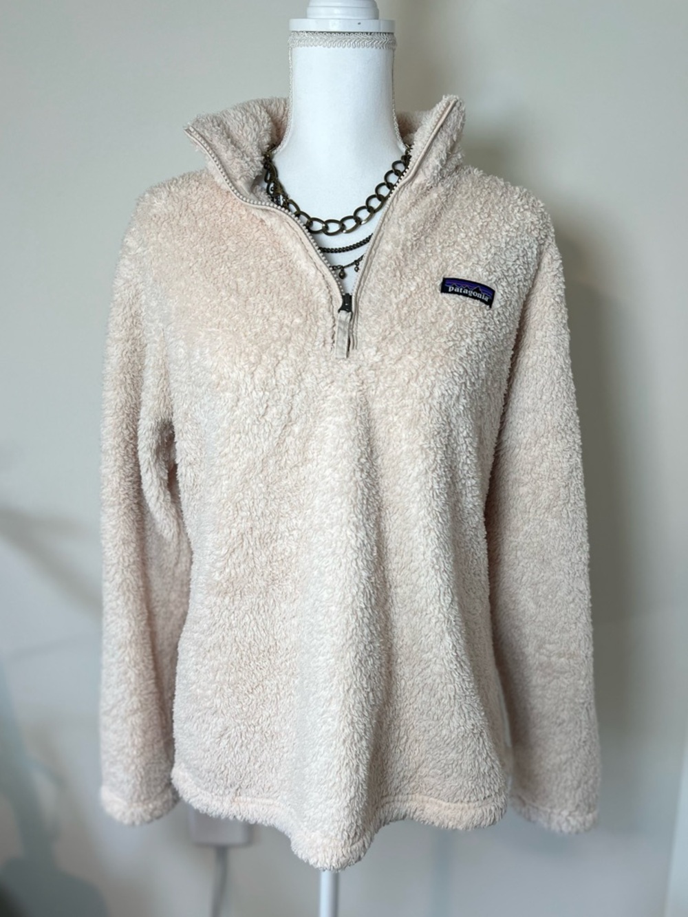 Patagonia‎ Los Gatos Fleece 1/4 Zip Cozy Minimalist Cream Pullover Women’s L 🤍✨